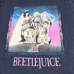 Beetlejuice Women's XXL 19 Navy Movie Poster Graphic Hi-Low T-Shirt